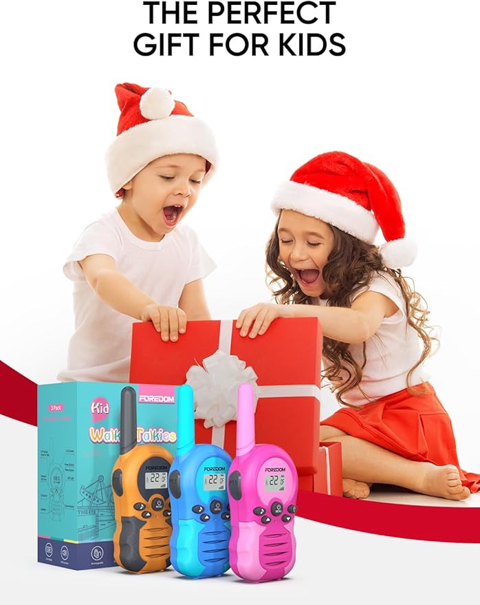 FOREDOM Rechargeable Walkie Talkies for Kids Walkie Talkies Long Range for Boy & Girl Age 3 to 12 Year Old Birthday Toys - 3 Pack