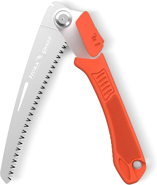 FLORA GUARD 8-Inch Folding Saw, Hand Saw for Tree Trimming, with Triple-Cut Razor Teeth for Wood Cutting, Tree Trimming, Gardening, Professional Camping Survival Tools