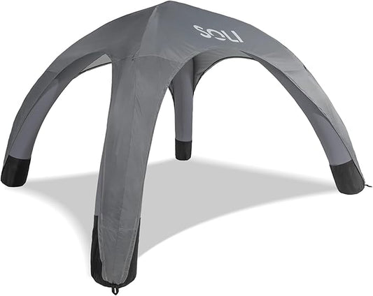 SOLI Inflatable Shade Air Canopy - Quick Self-Inflating Sun Shelter with Air Pump, UPF 50+ Sun Protection, Travel-Friendly, Stable Anchors for Beach, Camping & Backyard Use (Cool Grey) - 10 ft