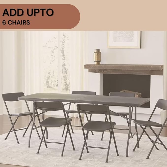 6ft Plastic Folding Table, Fold-in-Half Portable Utility Table Heavy Duty Portable w/Handle, for Indoor Outdoor,Picnic, Party, & Camping (Black, 6ft)