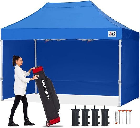 ABCCANOPY Easy Pop Up Canopy Tent with Sidewalls 10x15 Commercial -Series,Royal Blue