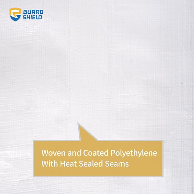 GUARD SHIELD White Tarps Heavy Duty Waterproof 16x20 Feet Large Thick Tarp Cover 12mil