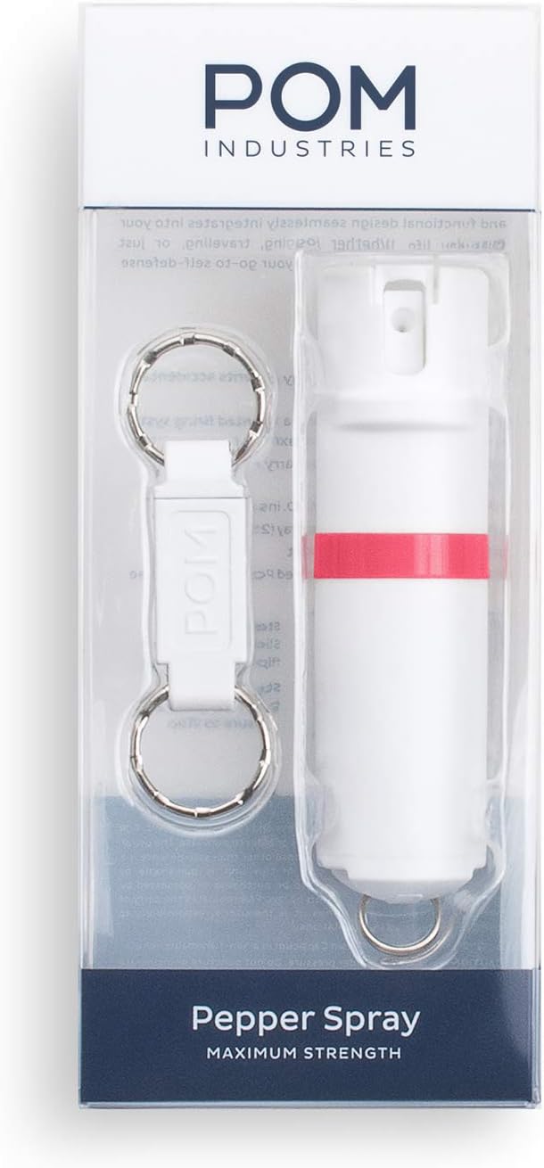 POM Two-Pack Pepper Spray Keychain - Maximum Strength OC Spray Self Defense - Tactical Compact & Safe Design - Quick Key Release - 25 Bursts & 10 ft Range - Accurate Stream Pattern