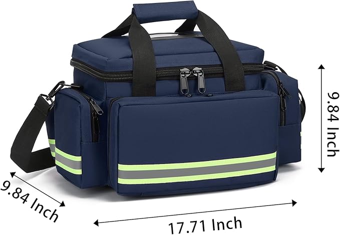 Medical Bag Empty Emergency Bag Medical Bag Organizer Professional First Responder Trauma Bag，First Aid Bagwith Detachable Dividers Medical Bag for Nurses,Home Health Care, EMT(Bag Only)