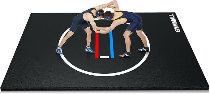 GYMMALL Wrestling Mat 10'x10'/6.6'x10' for Home Outdoor Indoor, 1.2" Thick Foldable XPE Jiu Jitsu Floor Exercise Mat for Gymnastics, PE Training, BJJ, MMA, Martial Art, Grappling, Judo, Boxing, Yoga