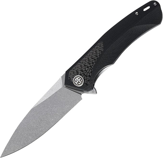 Petrified fish PF838 3.74" D2 steel folding knife outdoor tactical pocket knives G10 handle camping hunting Cutter EDC tool (White Stonewash, White Stonewash)