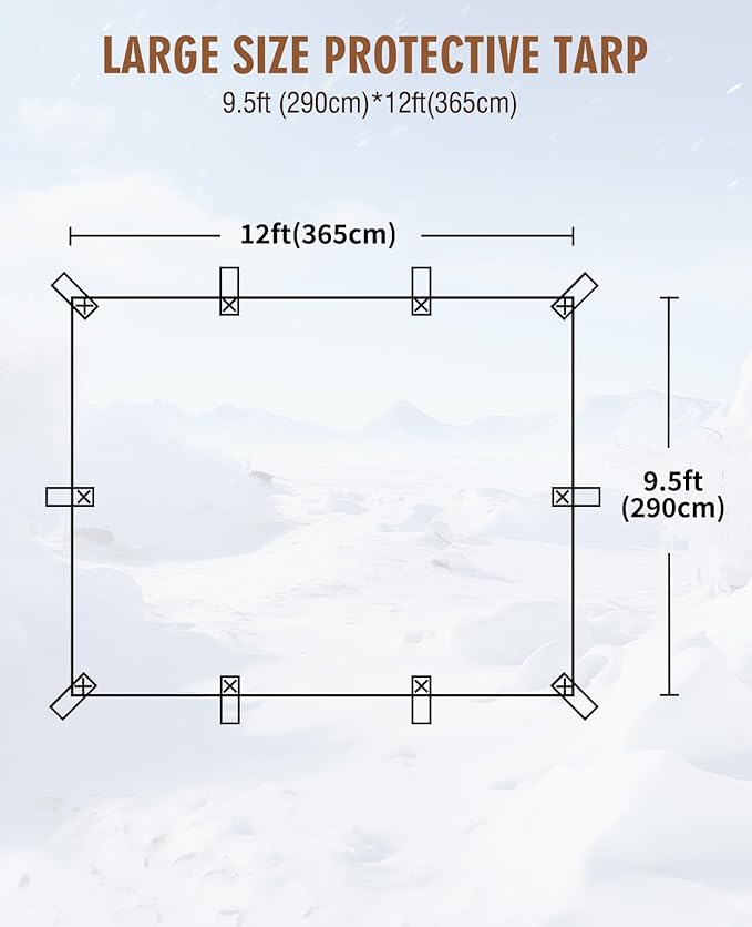 HIRALIY 20 Mil Heavy Duty Waterproof Tarp, Cut Size 10x12ft Black Tarpaulin with Reinforced Webbing Loops, Multipurpose Oxford Canvas Tarp for Firewood, Roof, Camping, Pool