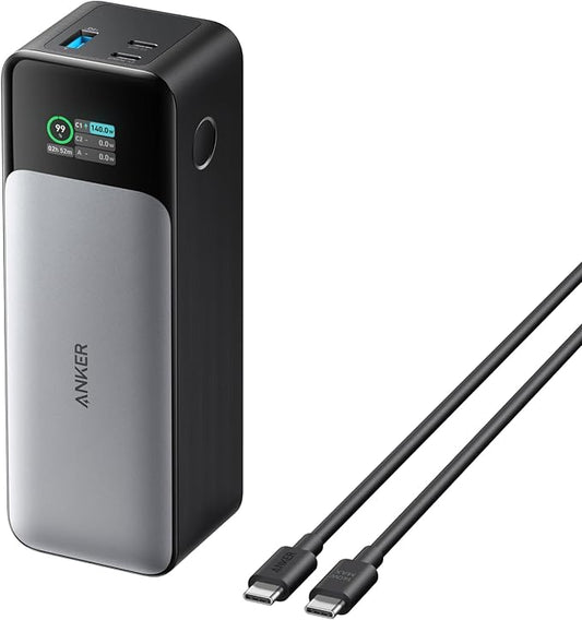 Anker 737 Power Bank, 24,000mAh 3-Port Laptop Portable Charger with 140W Fast Charging, Smart Display, for Outdoor Work, Compatible with iPhone 16/15/14 Series, Vision Pro, Samsung, MacBook, and More