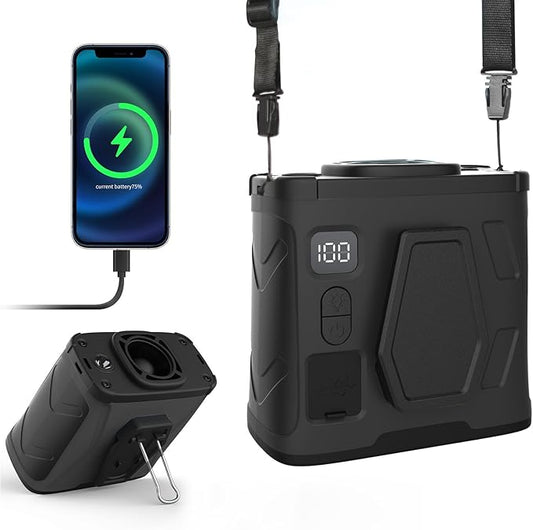 Portable Waist Fan,10000mAh Waist Fan Clip On with 100 Levels Speeds,16000RPM Strong Airflow, LED Display, Neck Hands-Free 40H Cooling For Outdoor Camping Travel