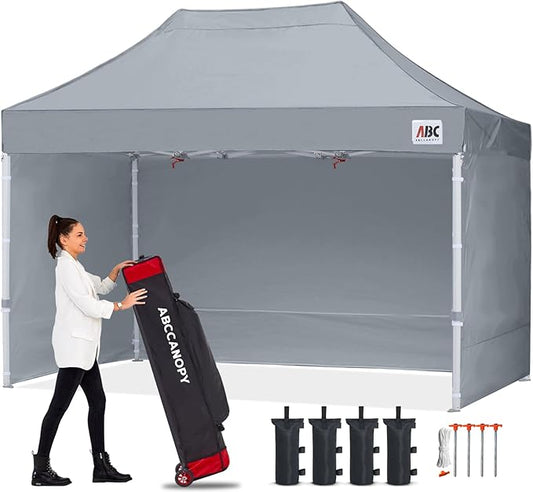 ABCCANOPY Easy Pop Up Canopy Tent with Sidewalls 10x15 Commercial -Series, Gray