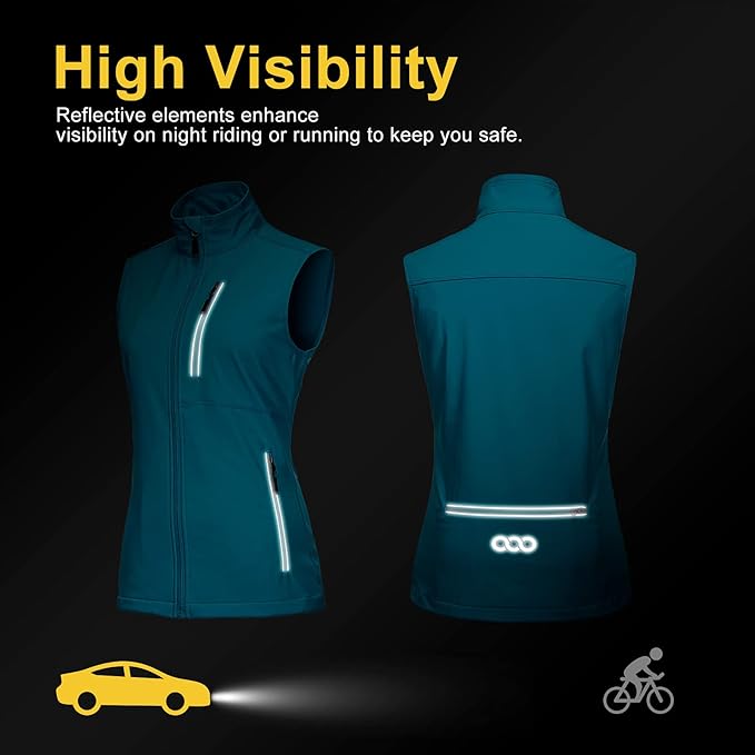 33,000ft Women's Lightweight Running Vest Outerwear with Pockets, Windproof Sleeveless Jacket for Golf Hiking Travel