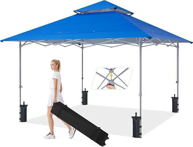 MASTERCANOPY 13x13 Pop-Up Canopy Tent Instant Shelter Outdoor Canopy with Wheeled Bag (Blue)