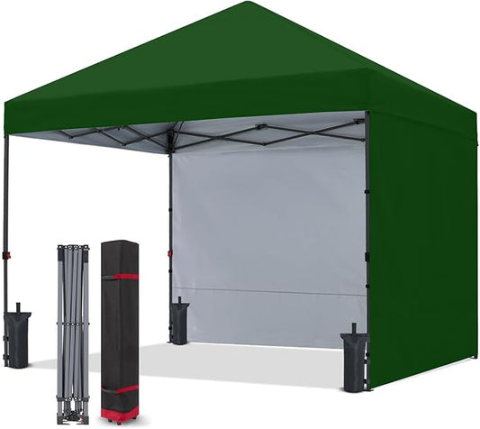 COOSHADE Pop Up Canopy Tent 8x8 with 2 Sidewalls, Outdoor Shade Instant Canopy Tents, Forest Green