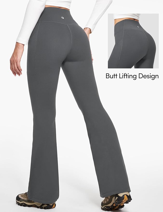 IUGA Fleece Lined Pants Women Water Resistant Hiking Pants Winter Flare Leggings with Pockets Bootcut Thermal