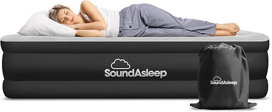 SoundAsleep Products Dream Series Luxury Air Mattress, ComfortCoil Technology, Built-in High Capacity Pump for Home, Camping- Double Height, Adjustable, Inflatable Blow Up, Portable - Twin Size