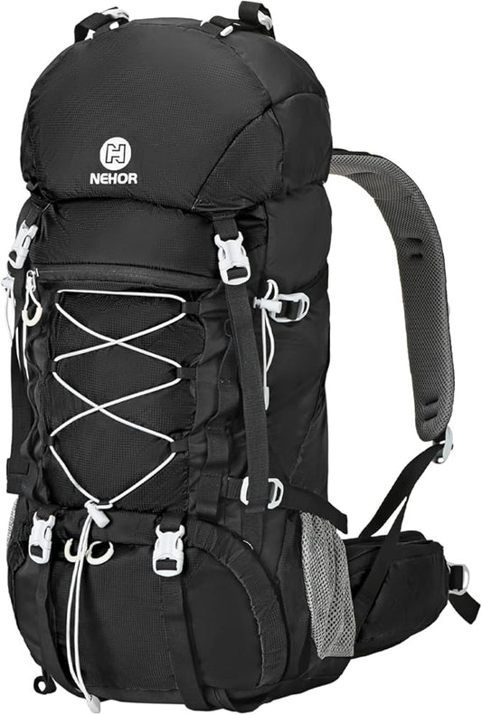 60L Hiking Backpack Water Resistant Camping Backpack with Rain Cover Large Outdoor Travel Daypack for Men Women (01-Black)
