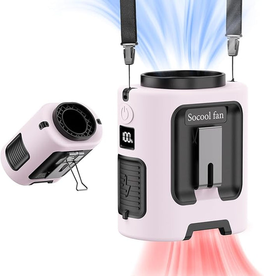 Socool Portable Waist Fan Clip on Wearable Belt, Mini Personal Fans Rechargeable, 4 Speeds 13000RPM, 25H Cooling Shirt Fan Battery Operated, Neck Fan Hanging for Outdoor Camping Travel Jobsite