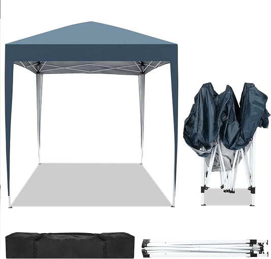 Outvita 6.5x6.5ft Pop Up Canopy Tent, Outdoor Instant Shelter Folding Canopy with Carry Bag for Commercial Events, Party, Backyard BBQ, Camping Blue