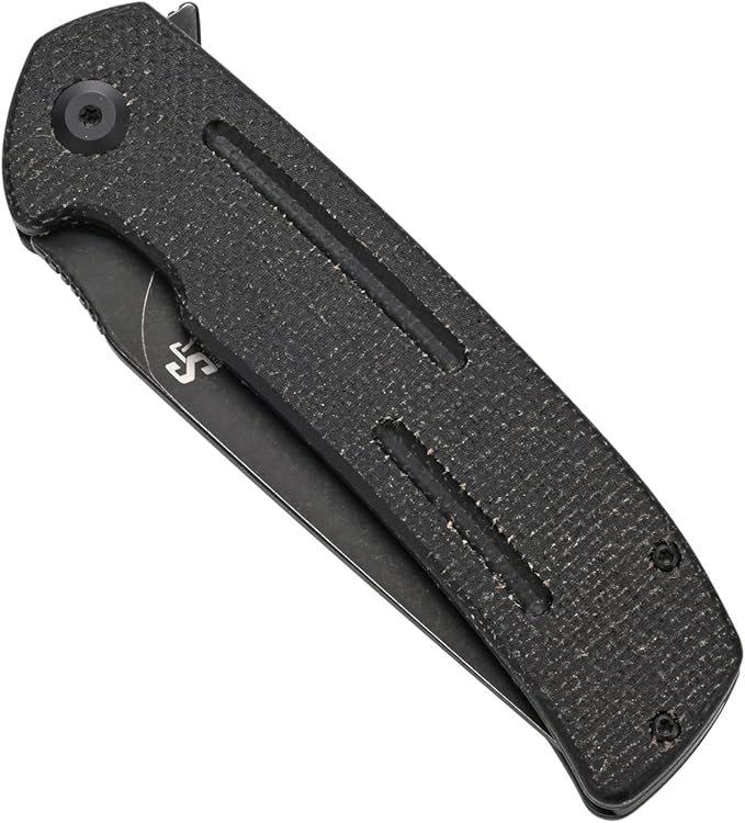 Sitivien ST133 Folding Knife,D2 Blade,Micarta Handle EDC Tool Knife for Outdoor Camping Hiking(Black)