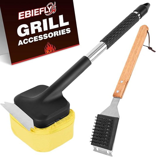 Steam Grill Scruber Brush for Outdoor Sponge Grill-Steam Grill Cheaning Scraper BBQ Brush-BBQ Accessory Grill Heavy Duty Brush for Grill Cleaning Scraper + Bristle Free Grill Brushs for Any Grill