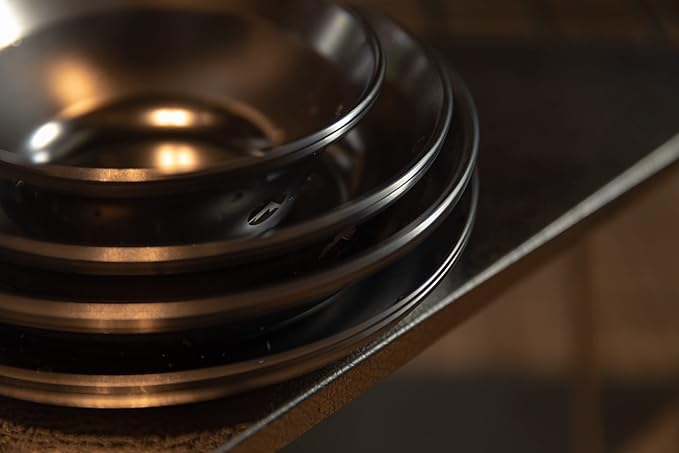 CAMPINGMOON Camping Plates Set Stainless Steel Dishwasher Safe Kitchenware S395