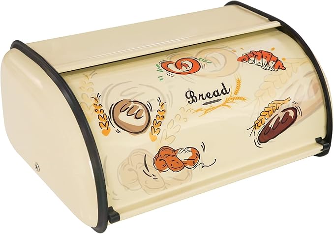 SOTECH Bread Box Metal Bread Storage Container Roll Top Bread Bin for Kitchen Countertop Farmhouse Bread Boxes Bread Keeper Holder Vintage airtight Counter