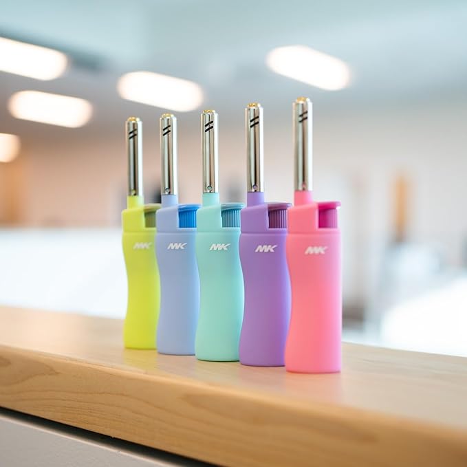 MK Candle Lighter, Butane Refillable Wind-Resistant Flame, 5-Pack for BBQ, Camping, Outdoor Use (Harmony-5PC)