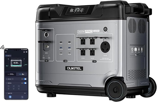 OUKITEL P5000 Pro Solar Generator(2025 NEW), 5120Wh Solar Power Station with 5x3600W AC Outlets (6000W Peak), 1800W Fast Charging, Emergency Power Station for Home, Camping & RVs, Battery Backup