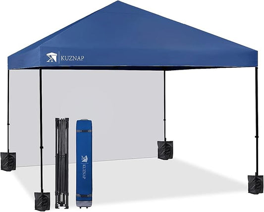12’x12’ Pop up Canopy Tent Patented EZ Set up Instant Outdoor Canopy with Sidewall Bonus 4 Weight Sandbags, 8 Stakes and 4 Ropes, Blue