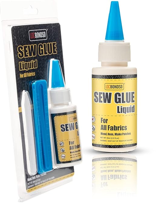 1 Min Fast Dry Sew Glue Liquid Quick Bonding Reinforcing Fabric Adhesives DIY Speedy Fix for Denim Cotton Flannel Clothes Tent Curtain Leather Sofa Cover Polyester Gloves Doll Repair