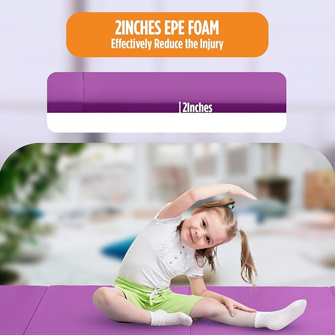 Gymnastics Mats Foldable Tumbling Mats Portable Gymnastics Exercise Mat 2'x6'/2.5'x6.4'/4'x6'/4'x8'/4'x10'/ Gymnastics Tumbling Mats Pad Home Exercise Panel Mat With Carrying Handles