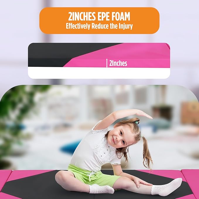 Gymnastics Mats Foldable Tumbling Mats Portable Gymnastics Exercise Mat 2'x6'/2.5'x6.4'/4'x6'/4'x8'/4'x10'/ Gymnastics Tumbling Mats Pad Home Exercise Panel Mat With Carrying Handles