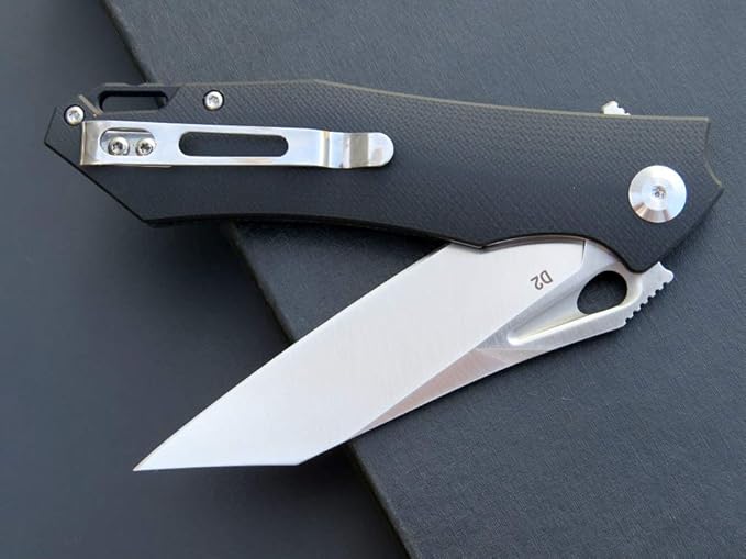 Eafengrow EF934 Pocket Knife D2 Steel Blade Folding Knife G10 Handle Liner Lock Camping Survival Tool Knives for Outdoor Camping Survival Hiking(black)
