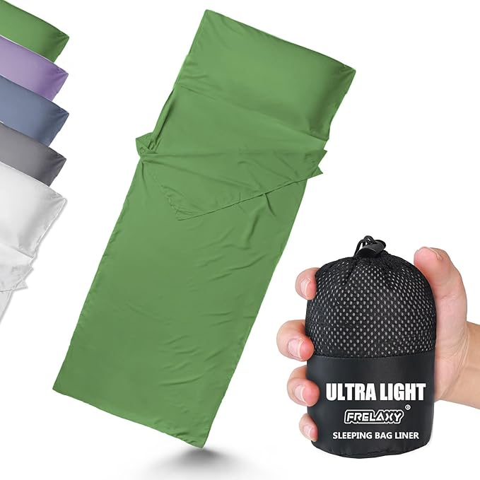 Frelaxy Ultralight Sleeping Bag Liner - Lighter & Compact, 3 Sizes Travel Sheets & Adult Sleep Sack, Comfy Breathable & Cooling & Silky Soft, Quick-Drying, for Backpacking, Hotel, Camping, Hostels