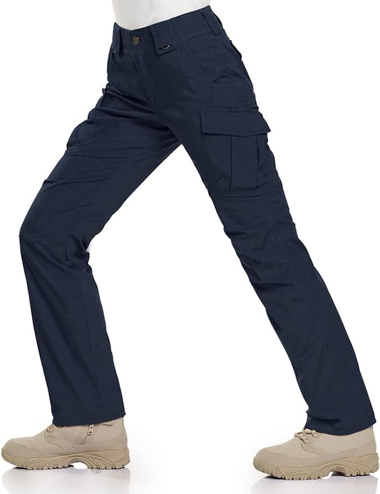 CQR Women's Flex Stretch Tactical Pants, Water Resistant Ripstop Cargo Work Pants with Pockets for Outdoor & Hiking