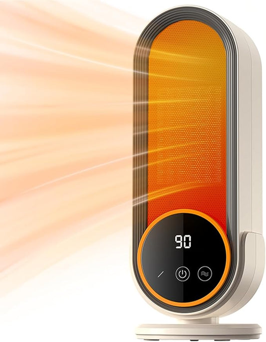 Space Heater Indoor - Energy Efficient Portable Heater with Adjustable Thermostat,1200W PTC Rapid Heating Ceramic Technology with Remote,Intelligent Timing, Ideal for Home and Office Use (NEW E68)