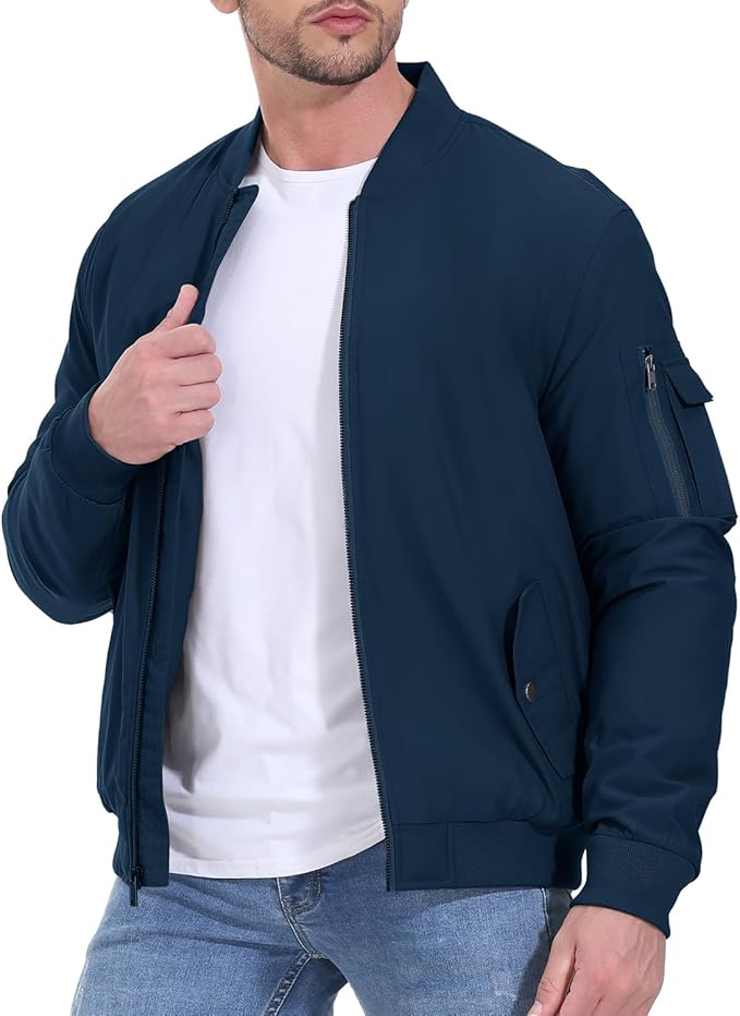 Gopune Men's Windproof Bomber Jacket Warm Water Resistant Windbreaker Winter Outwear Quilted Jackets Coats