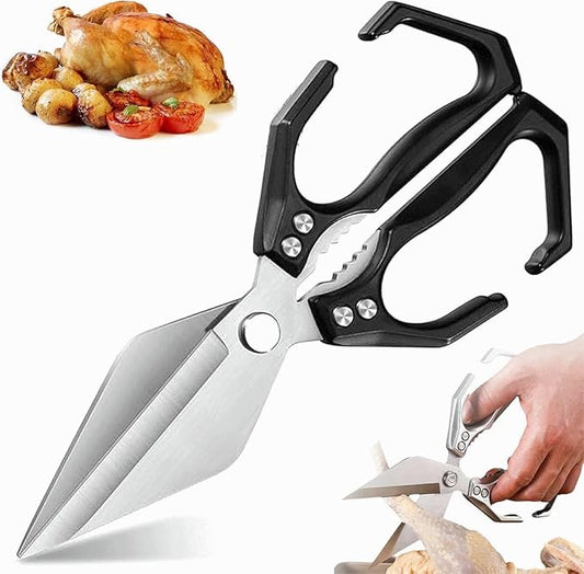 Kitchen Shears,Multifunctional Heavy-Duty Kitchen Shears,Japanese High-Carbon Steel Culinary Shears for Chicken, Meat, Seafood, Bone Cutting (Black)