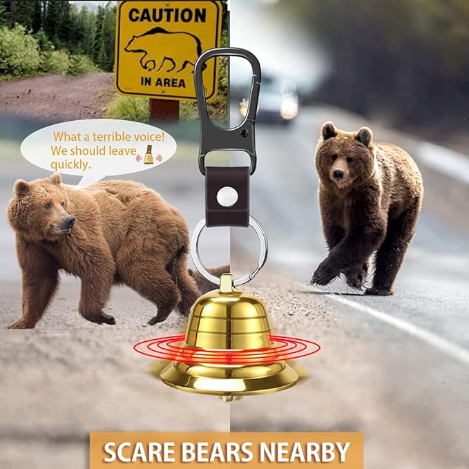 NedFoss Loud Bear Bell Set to Scare Bears, Hiking Essentials for Women, Emergency Whistle and Bear Bells for Hiking, Camping, Biking, Solid Brass Bear Deterrent Hiking Gear Gifts