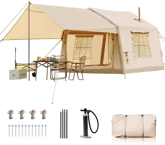 Inflatable Tents for Camping, Blow Up Tent with Hand Pump, Easy Setup InflatableTent 4 Season Tent, Waterproof Oxford Air Glamping Tents for Camping Adult 4/6/8 Person