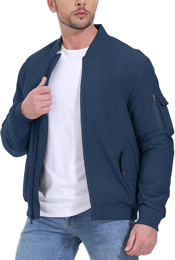 Gopune Men's Windproof Bomber Jacket Warm Water Resistant Windbreaker Winter Outwear Quilted Jackets Coats