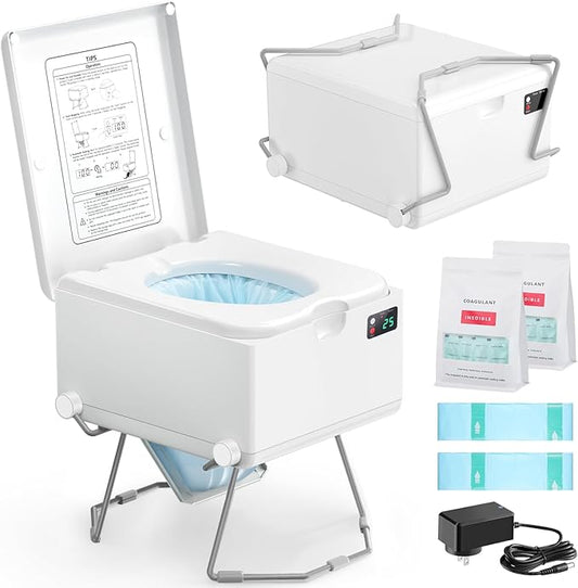 Dry Flush Toilet – Waterless, Odorless, Self-Contained | Rechargeable Portable Toilet for RVs, Van, Boat, Tiny House, Off-Grid | Easier to Use Than Composting or Incinerator Toilets