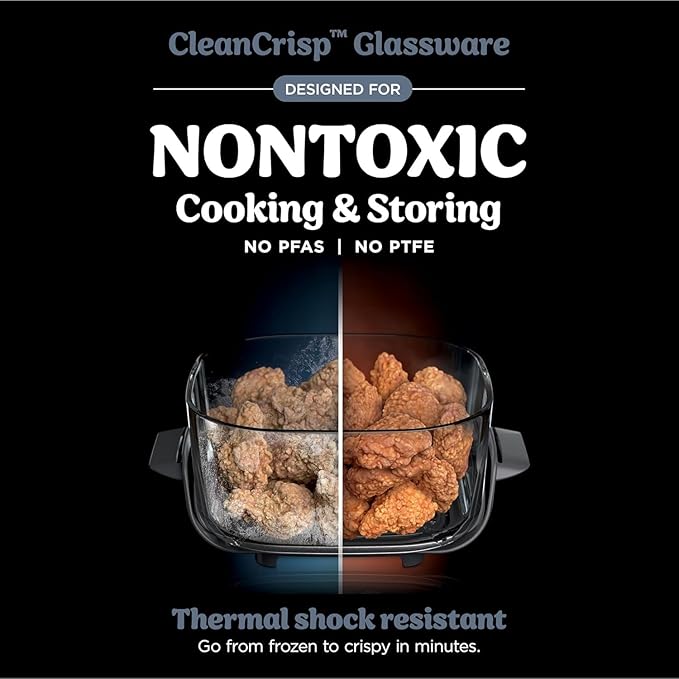 Ninja Crispi 5-in-1 Portable Glass Air Fryer Cooking System, 1500W, 6-Cup, 4-Quart & 2.5-Quart TempWare Containers With Lids, Microwave, Freezer & Dishwasher Safe, Blue, FN103CO