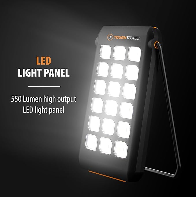 ToughTested Dual 10,000 mAh Solar Power Portable Charger Battery Pack Power Bank IP44 Waterproof and 18 LED Flashlight