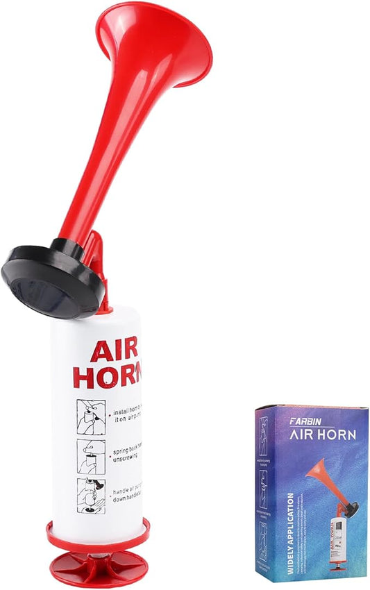 FARBIN Portable Air Horn pump Air Horn for Bear Dog Aluminum+ABS Loud Sound Hand Held Signal Horn Reusable Air Horns Safety Horn for Boating, Sports Events, Camping, Graduation
