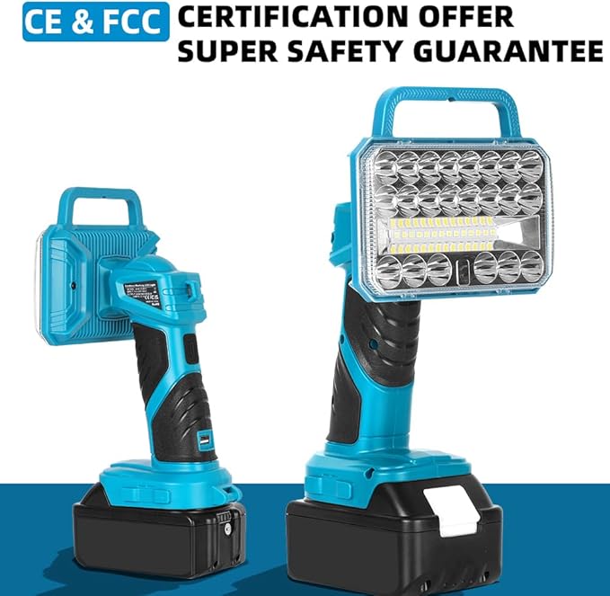 18W Cordless LED Flashlight for Makita 18V Lithium-ion Battery, 2000LM Handheld Work Light with USB Charger Port for Camping, Hiking, Climbing, Job Site, Indoor & Outdoor Use