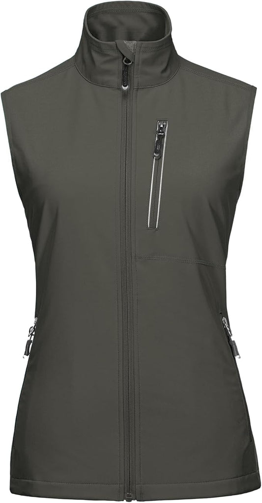 33,000ft Women's Lightweight Running Vest Outerwear with Pockets, Windproof Sleeveless Jacket for Golf Hiking Travel