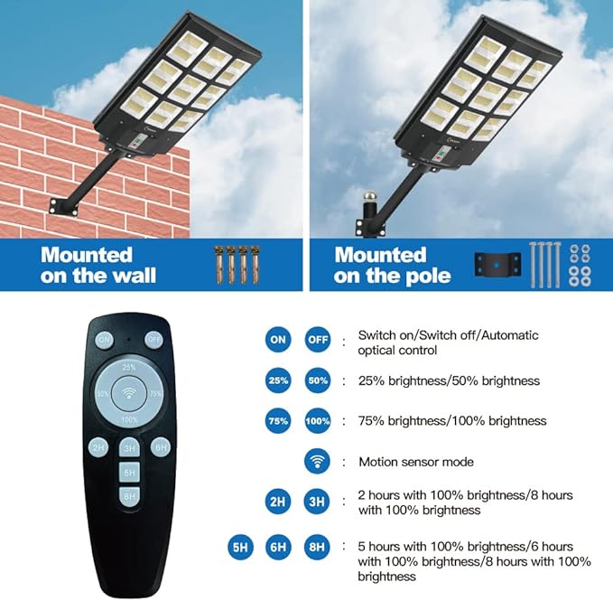 4200W Solar Street Lights Outdoor Motion Sensor, Dusk to Dawn Solar Flood Lights Super Bright 7000K Security Lights IP66 Waterproof Solar Powered for Parking Lot, Street, Yard(2 Pack)