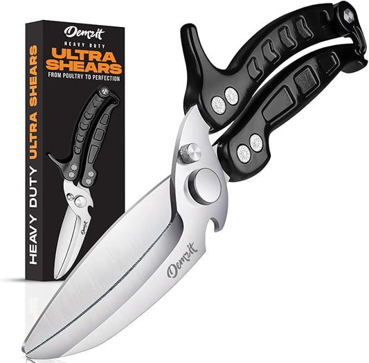 Poultry Shears Heavy Duty Professional, Kitchen Shears for Food, Kitchen Scissors Heavy Duty, Food & Meat Scissors, Dishwasher Safe Chicken Cutters. Spring Loaded, Black