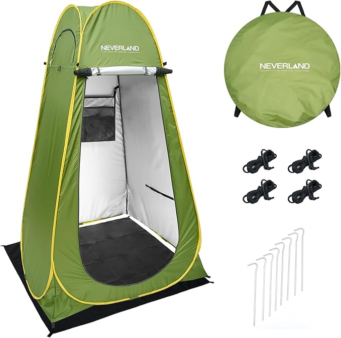 NEVERLAND Pop up Privacy Shower Tent - Portable Changing Shower Tent, Dressing Room, Bathroom, Outdoor Rain Shelter for Camping, Hiking, Beach (Green)
